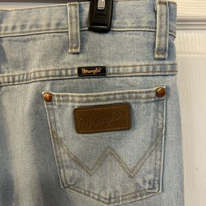 Wrangler Sky Blue Denim Jeans with Brown Accents